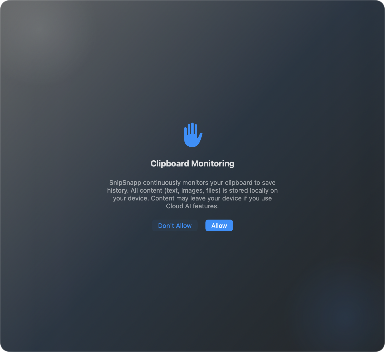Clipboard permission dialog