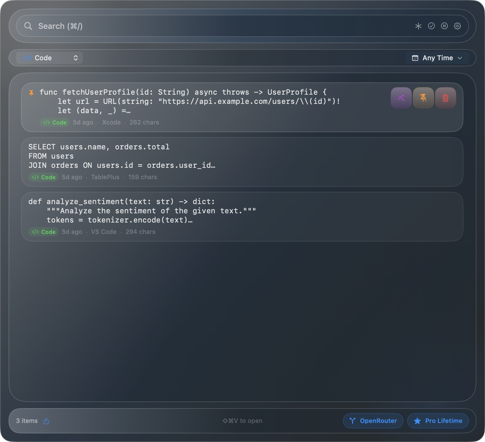 Filtered to Code