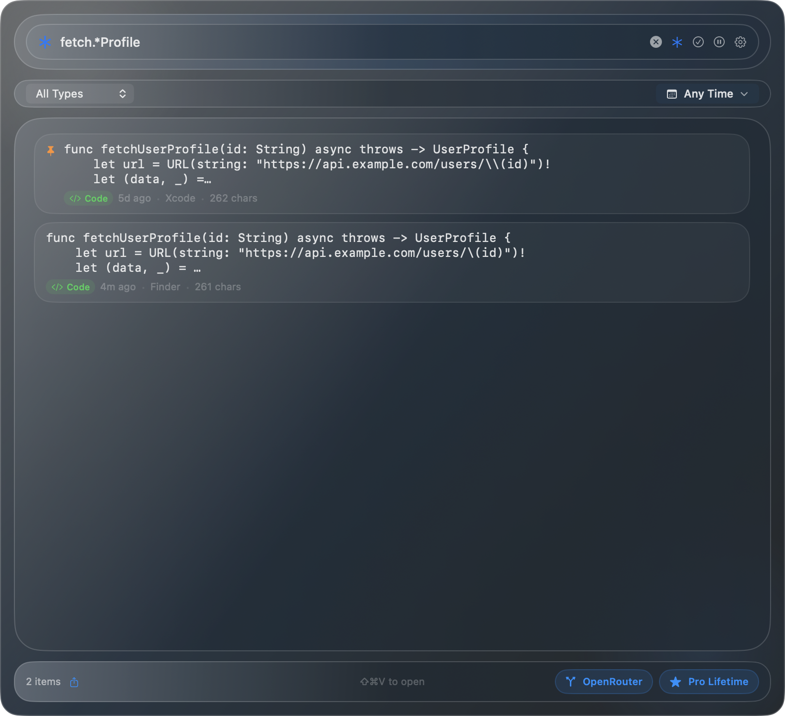 Regex search