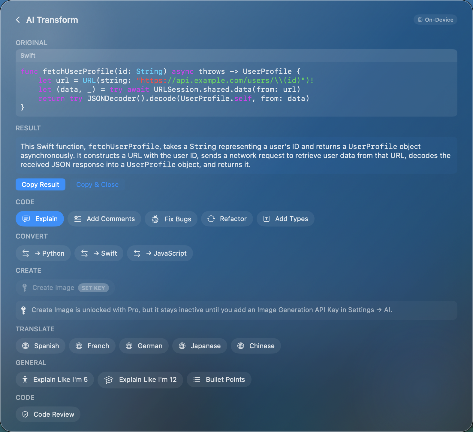 Explain code result