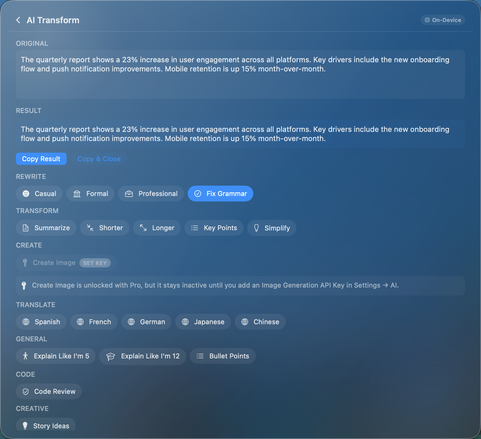 Fix grammar result