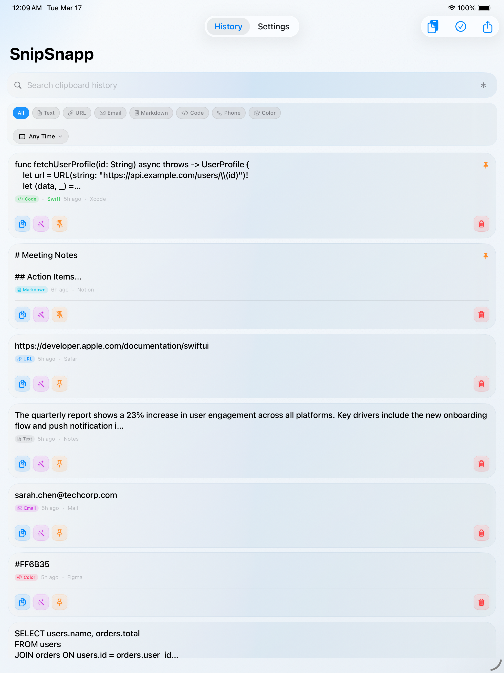 SnipSnapp on iPad